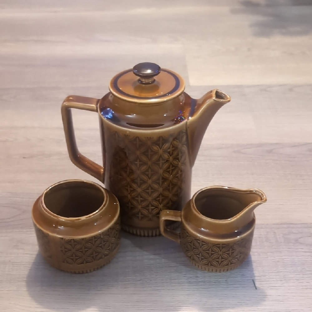 Vintage Brown Ceramic Tea Set